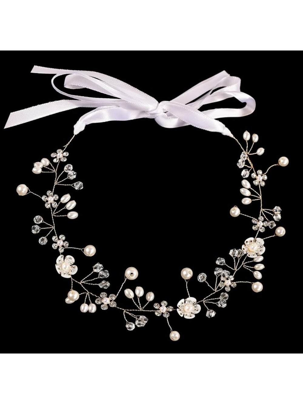 Women's Golden Metal And Plastic Artificial Floral Pearl Alloy Headband